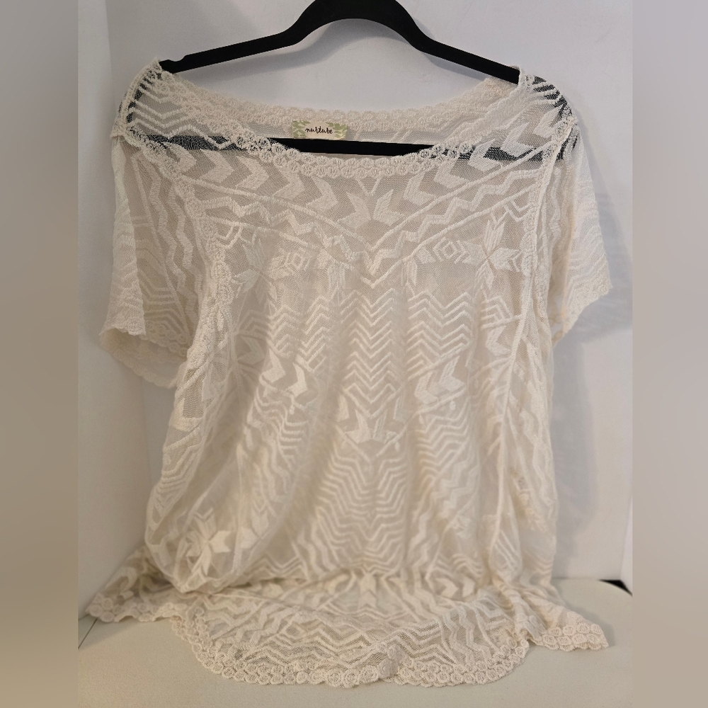 Nurture White Lace Short Sleeve Top Women's XL